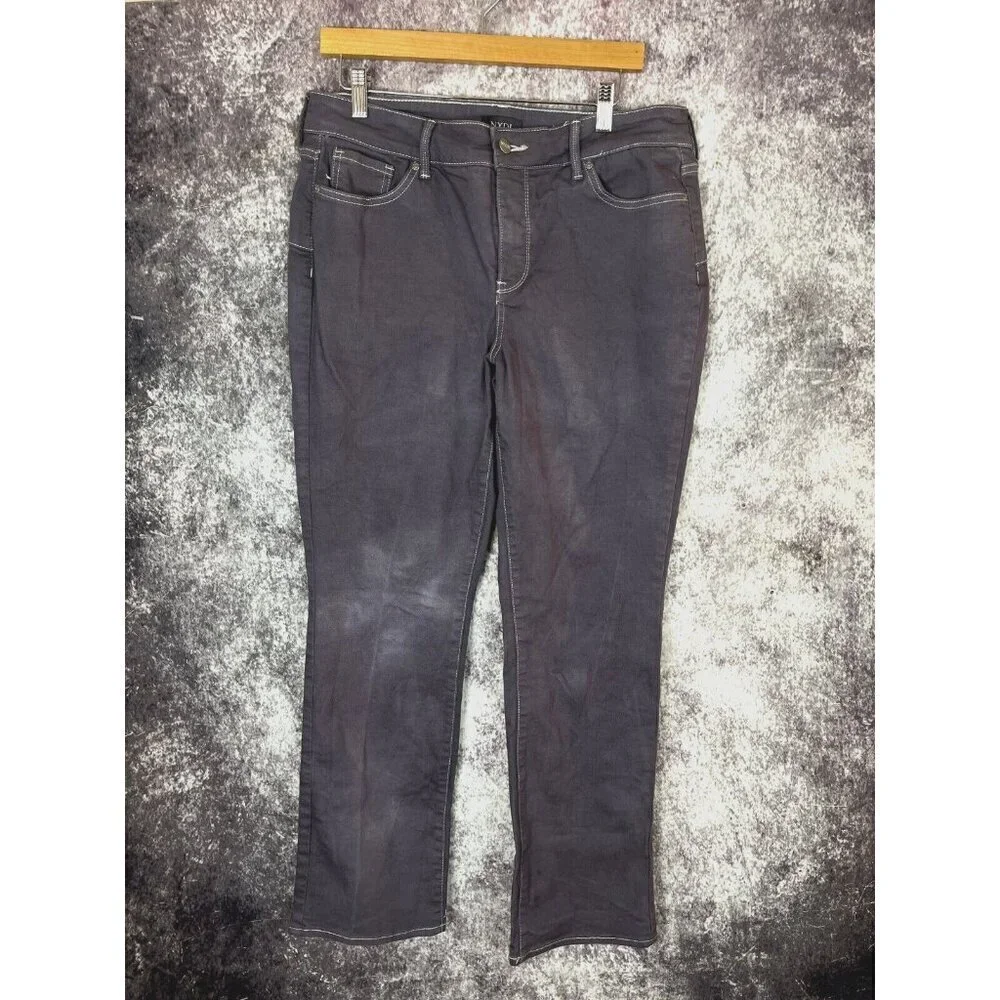 NYDJ Jeans Womens 12 Marilyn Straight Light Blue Acid‎ Wash Coastal Hippie Boho
